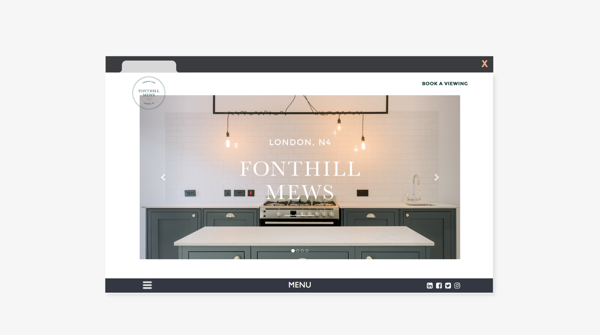A screengrab of the Fonthill Mews Page, built and designed by Barefaced Studios.